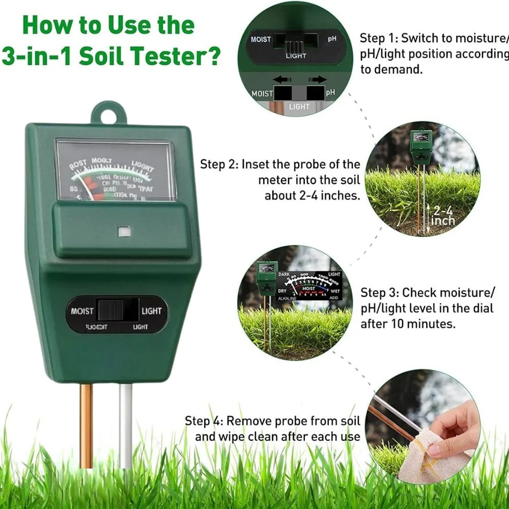 3-in-1 pH Meter for Soil Testing – With Moisture & Light Sensor Ideal for Home Gardening - Image 6
