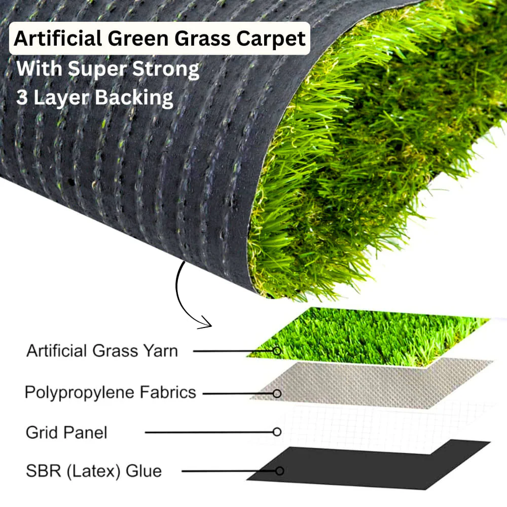 Artificial Green Grass Carpet 35 mm High Density – Realistic Lawn Turf for Garden, Balcony, Indoor & Outdoor Spaces | OrganicBazar - Image 2
