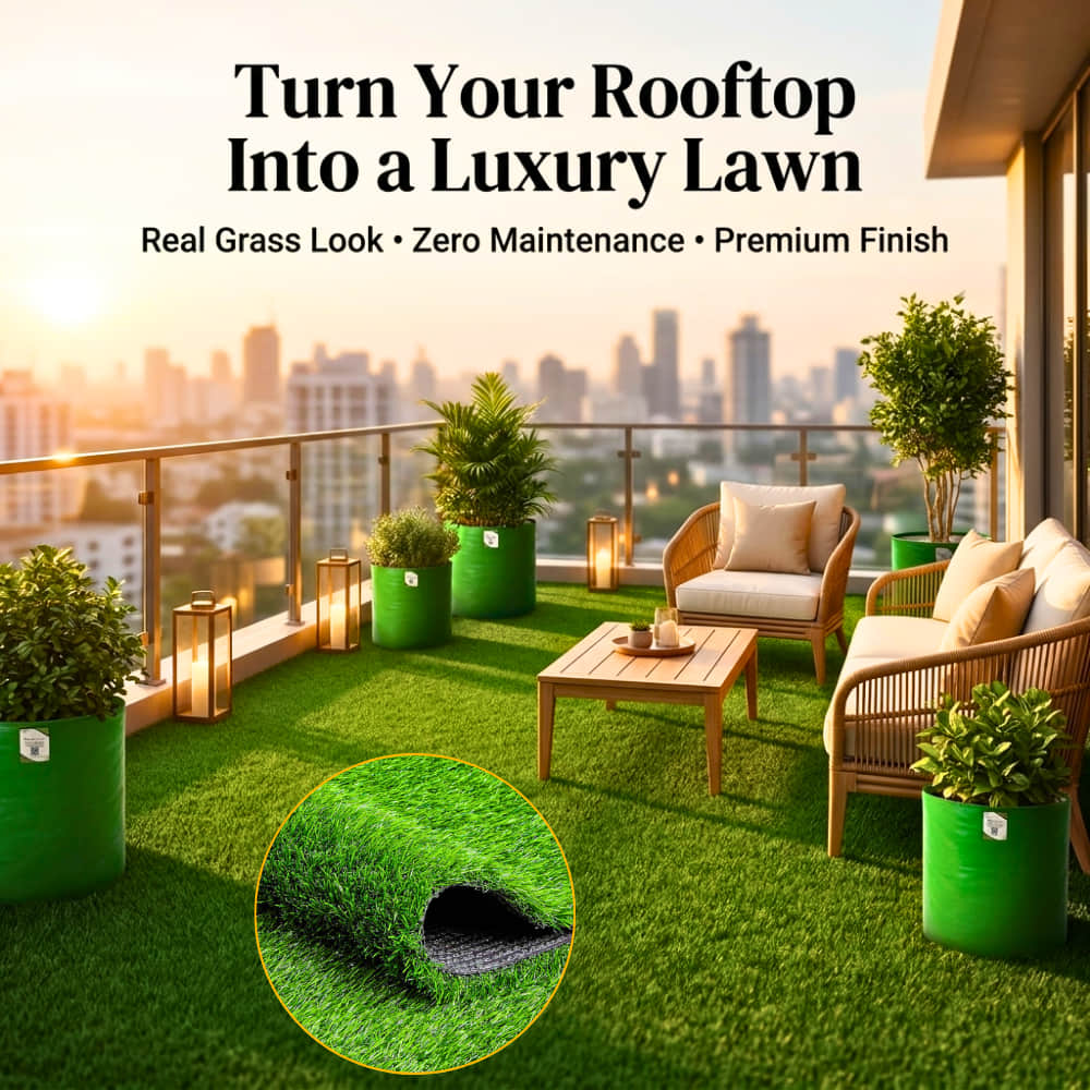 Artificial Green Grass Carpet 35 mm High Density – Realistic Lawn Turf for Garden, Balcony, Indoor & Outdoor Spaces | OrganicBazar - Image 3