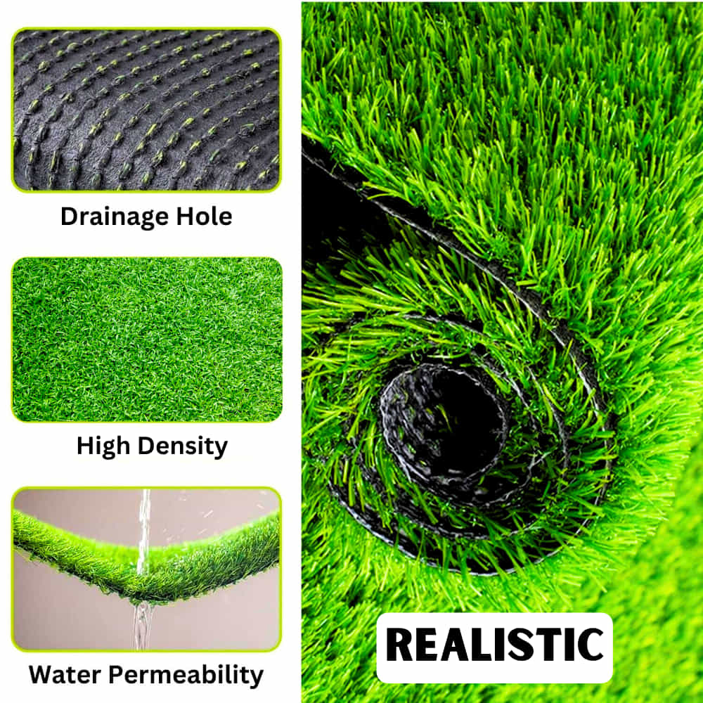 Artificial Green Grass Carpet 35 mm High Density – Realistic Lawn Turf for Garden, Balcony, Indoor & Outdoor Spaces | OrganicBazar - Image 7