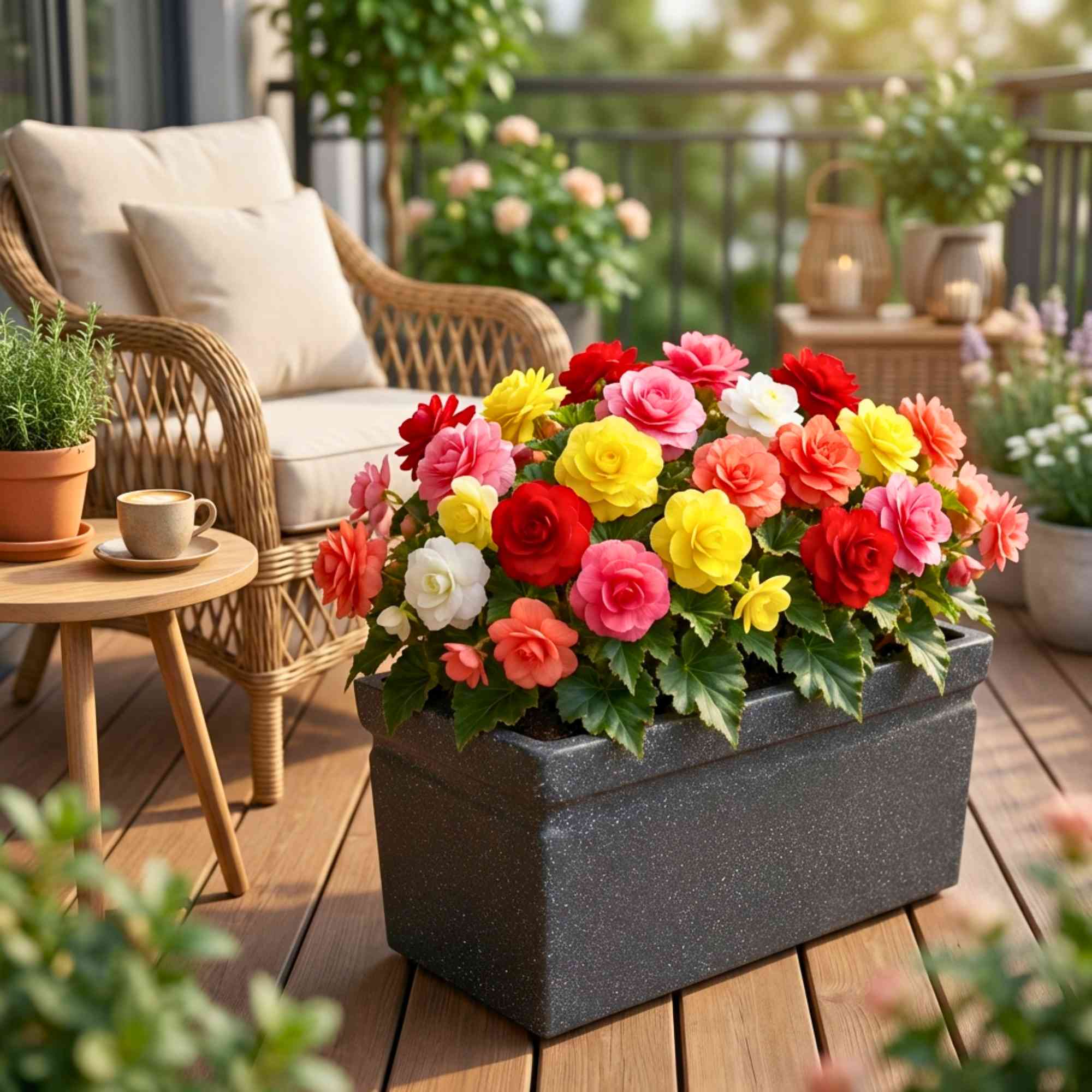 Begonia Mixed Color Flower Bulbs (05 Bulbs) Mixed Color Blooms for Balcony/ Terrace Gardening - Image 3