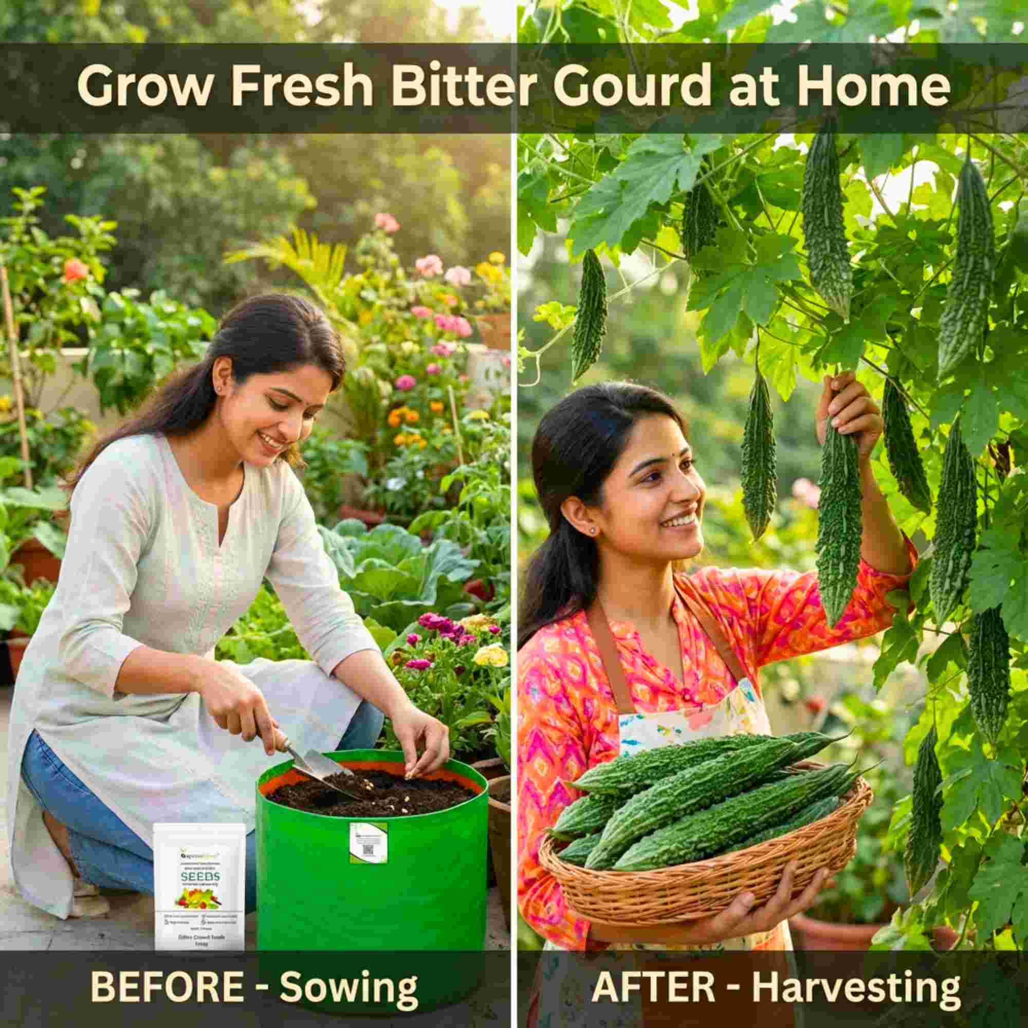 Bitter Gourd (Karela) Seeds Long - 12 Seeds (करेला के बीज) Easy To grow, High Germination, High Yield Karela Seeds for Home Gardening - Image 2