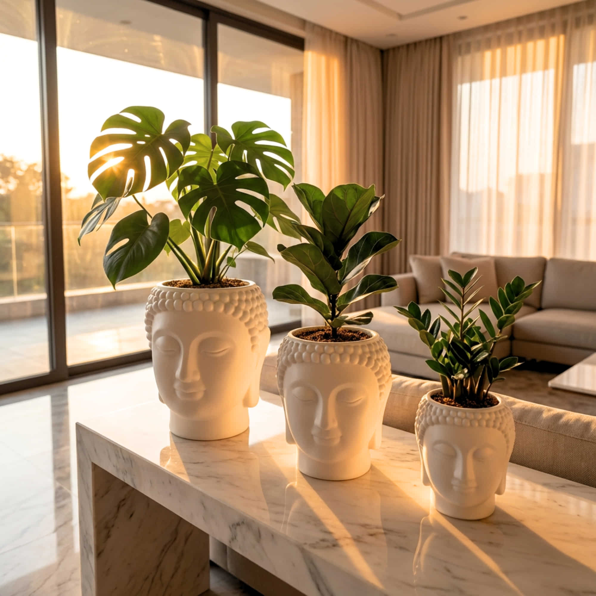 Buddha Face Planter Plastic Pot (Pack of 1) – Luxury Geometric Designer Unique Plant Pots for Living Room, Bedroom, Office, Villa, & premium commercial interiors - Image 10