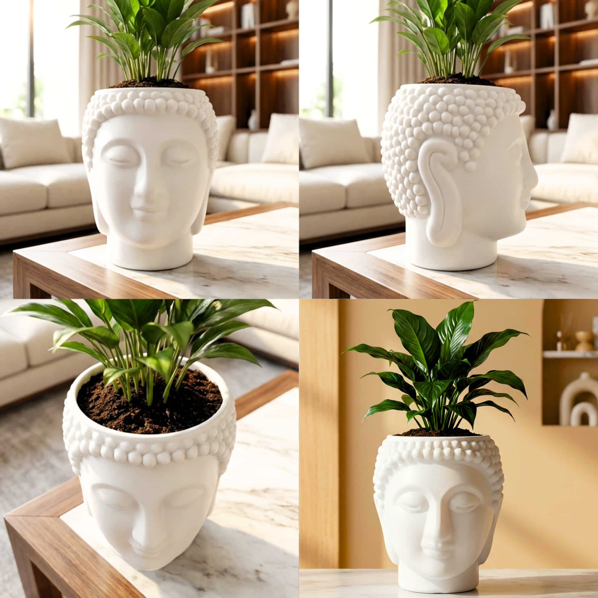 Buddha Face Planter Plastic Pot (Pack of 1) – Luxury Geometric Designer Unique Plant Pots for Living Room, Bedroom, Office, Villa, & premium commercial interiors - Image 11