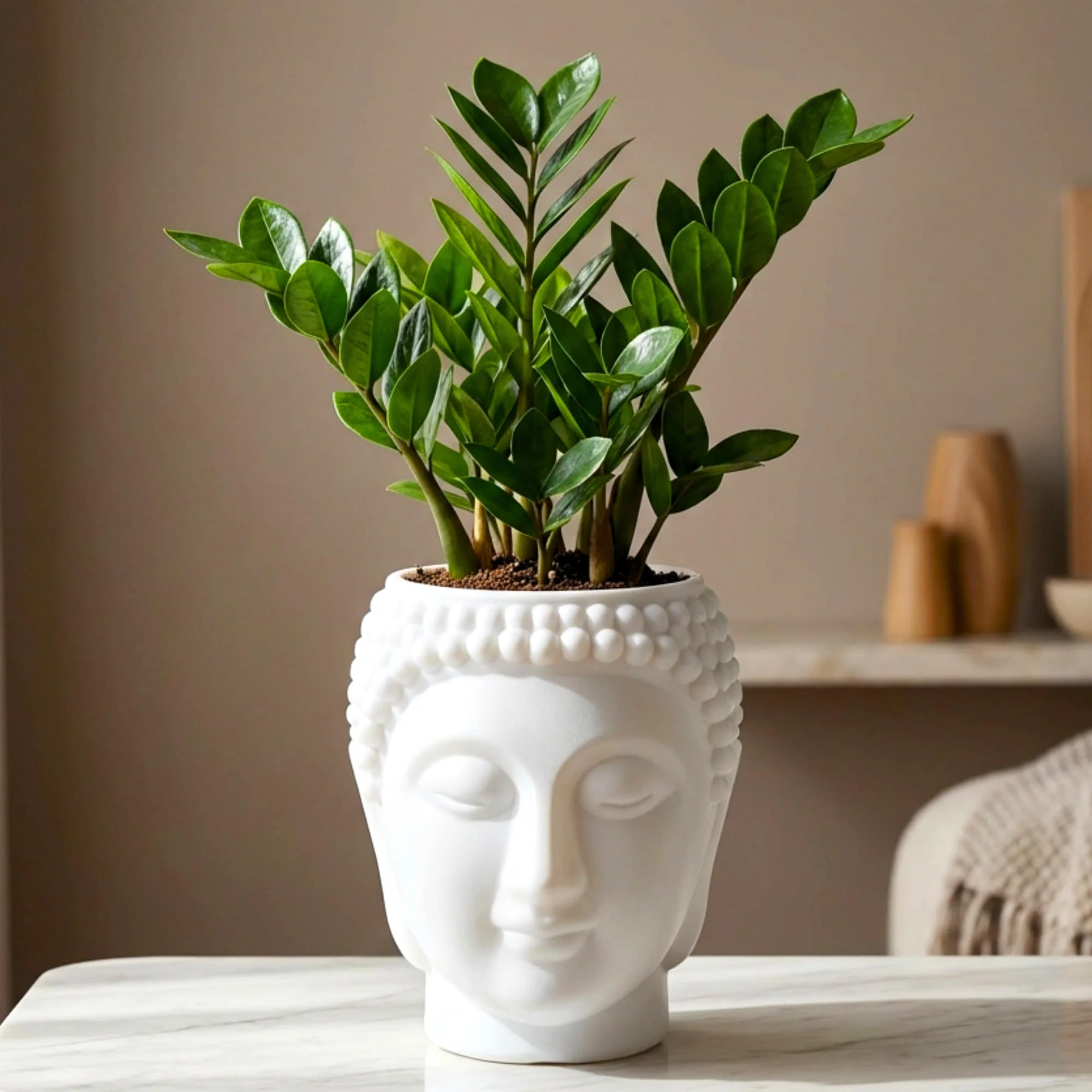 Buddha Face Planter Plastic Pot (Pack of 1) – Luxury Geometric Designer Unique Plant Pots for Living Room, Bedroom, Office, Villa, & premium commercial interiors - Image 5