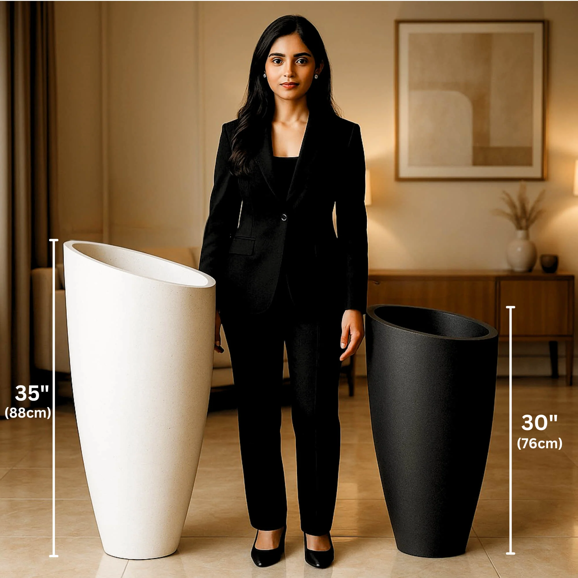 Calista Roto Moulded Tall Luxury Planter with 10+ Years Durability | Huge Terrazzo Finish Roto Container | Durable, Lightweight & Weatherproof Large Pot for Garden, Balcony & Living Room - Image 2