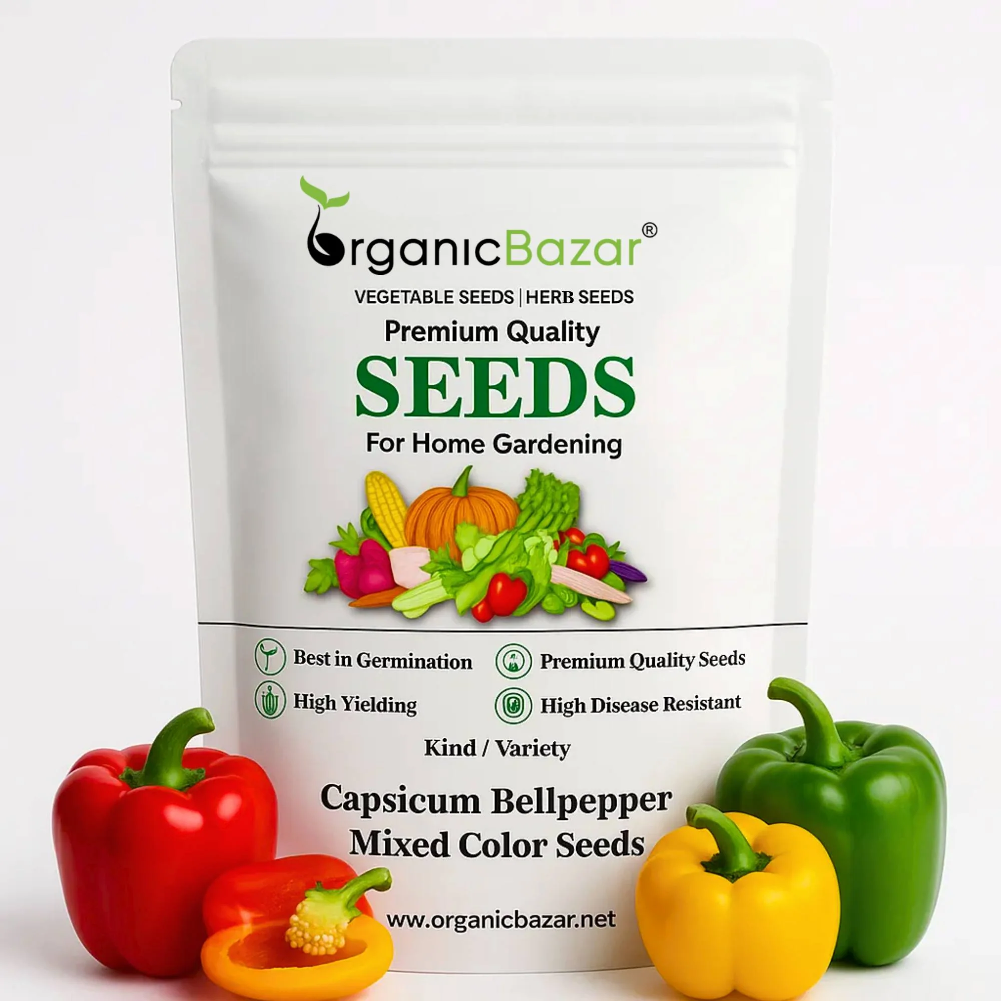 Capsicum-Bellpepper Mixed Color Seeds - (30 Seeds) High Yield | High Germination | Best for Home Gardens (Shimla Mirch/ शिमला मिर्च के बीज)