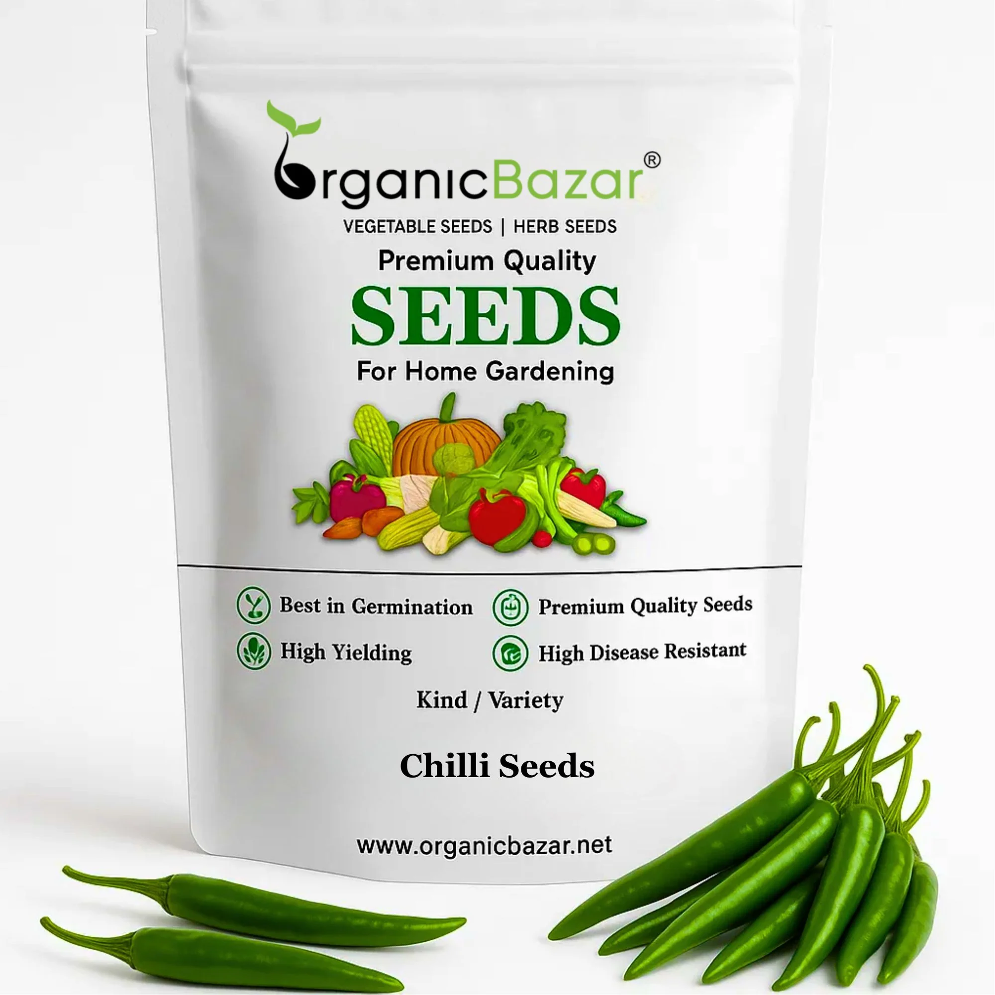 Chilli F-1 Hybrid Seeds (Mirch) Seeds - (50 Seeds) High Yield | High Germination | Best for Home Gardens (मिर्च के बीज)