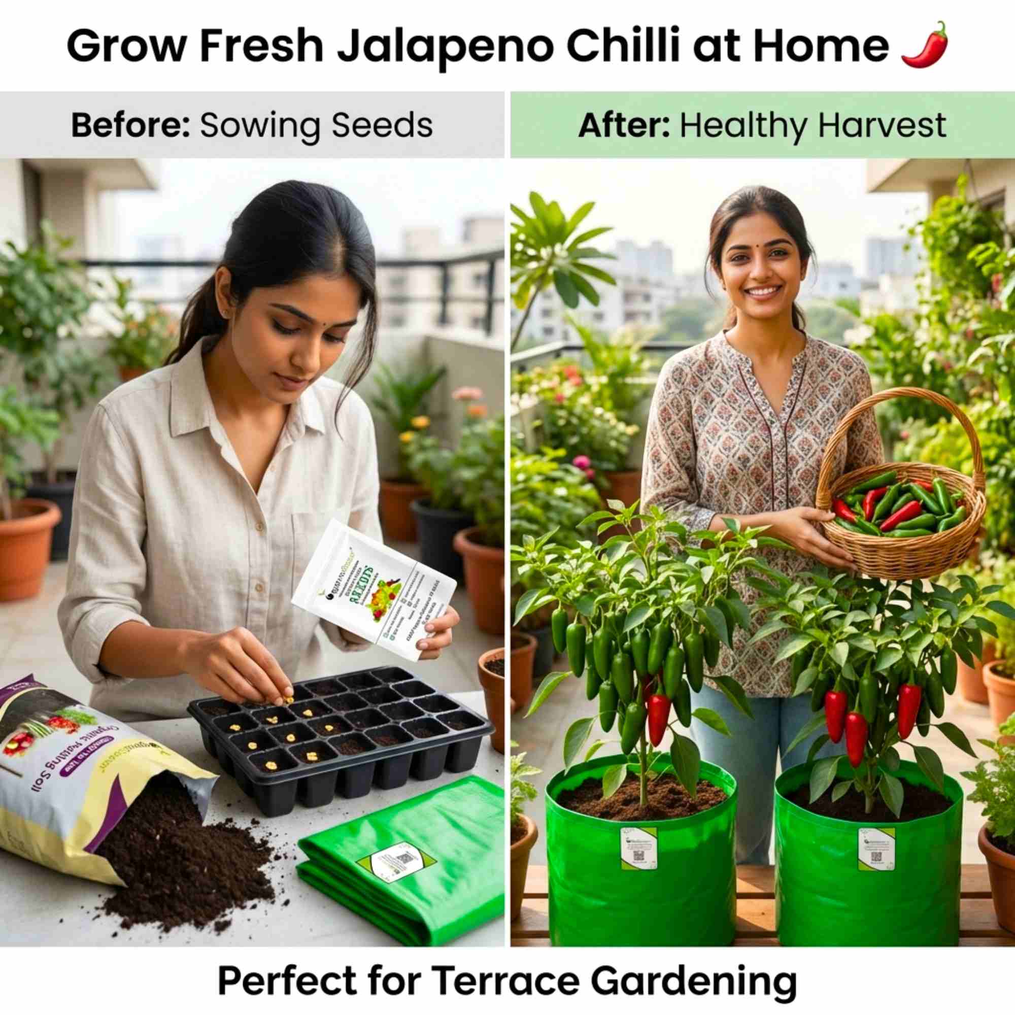 Chilli-Pepper Jalapeno M-Bullet Type Seeds - (50 Seeds) High Yield | High Germination | Best for Home Gardens (मिर्च के बीज) - Image 2