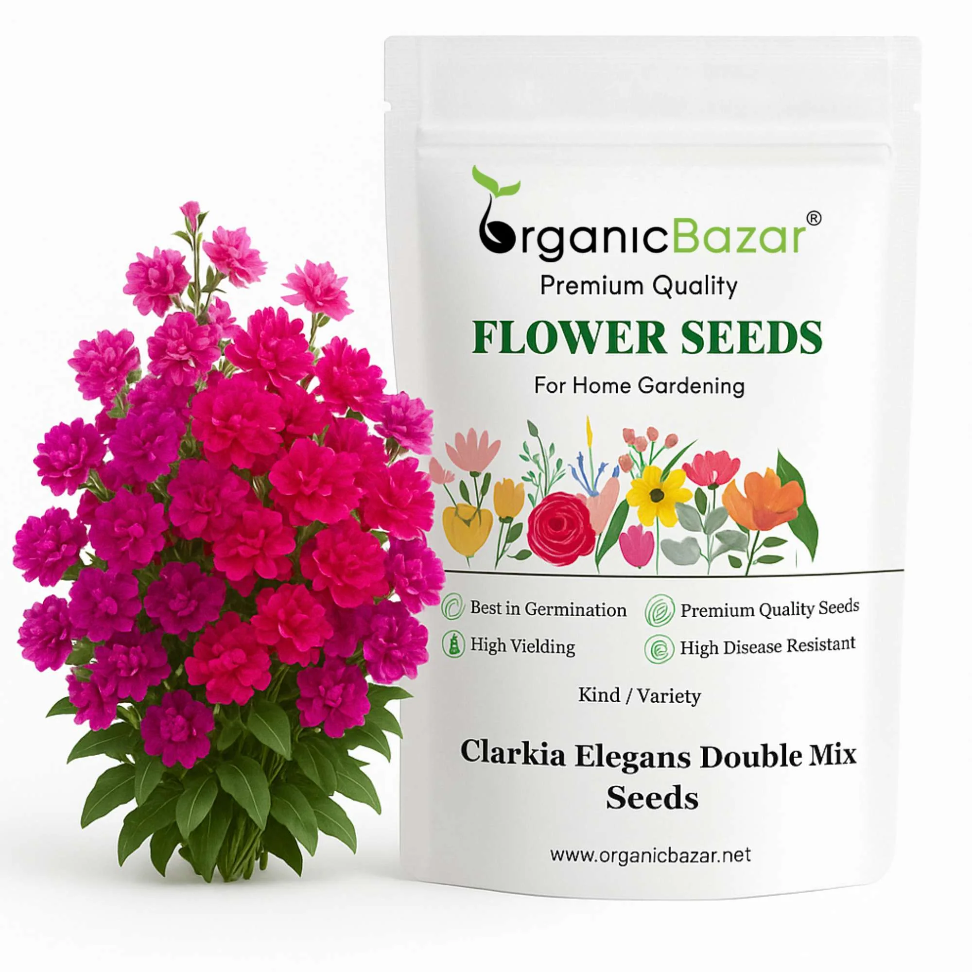 Clarkia Elegans Double Mix Seeds (200 Seeds) High Germination/ Easy To grow/ Perfect for pots, balconies, or Terrace gardens