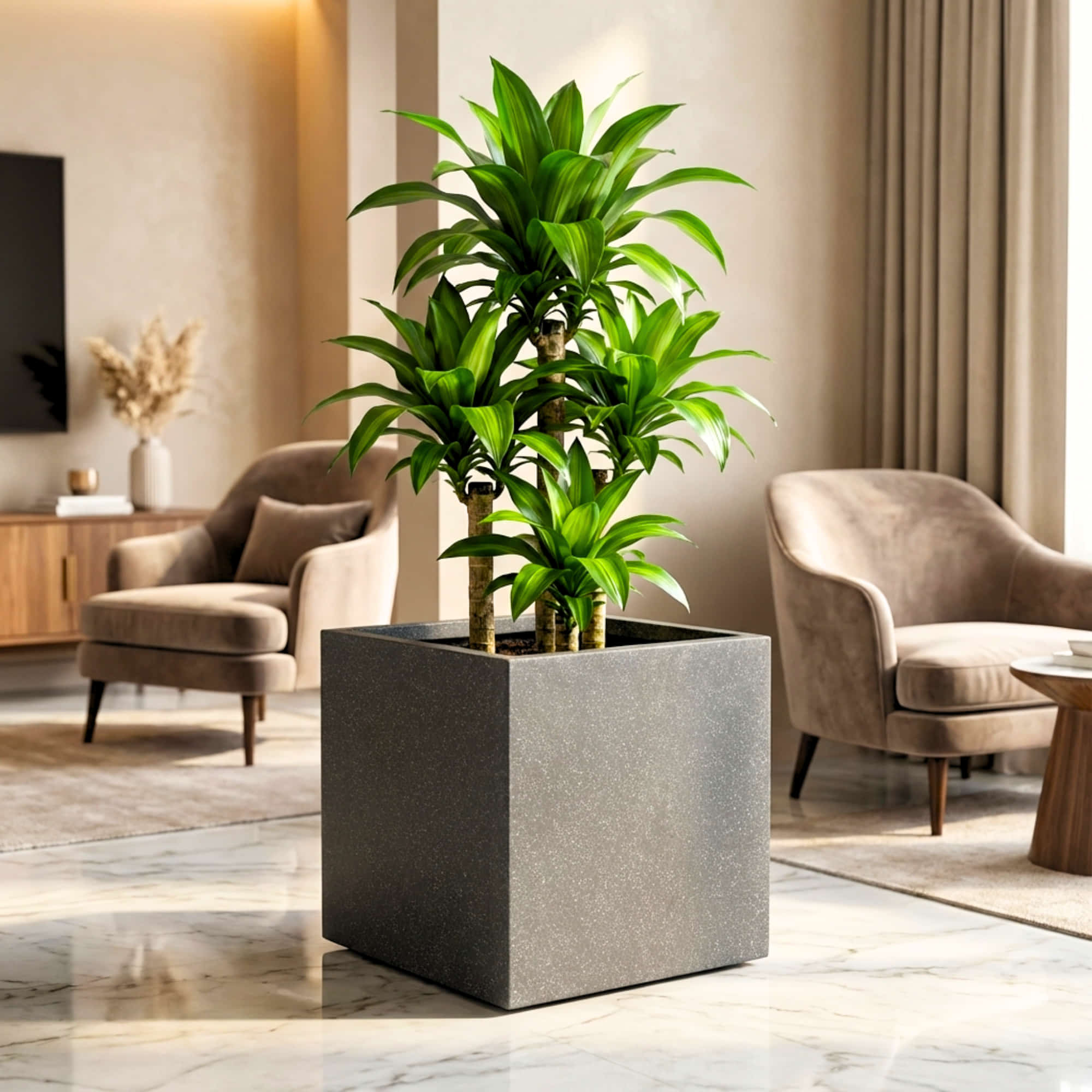 Cubicis Roto Moulded Square Luxury Planter Pot with 10+ Years Durability | Terrazzo Finish Roto Container | Durable, Lightweight & Weatherproof Pot for Garden, Balcony & Living Room - Image 4