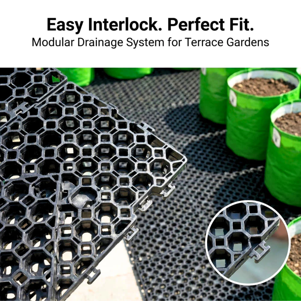 Drain Cell / Drainage Mat For Terrace Garden 50x30x2 cm (10 Nos) - Image 3