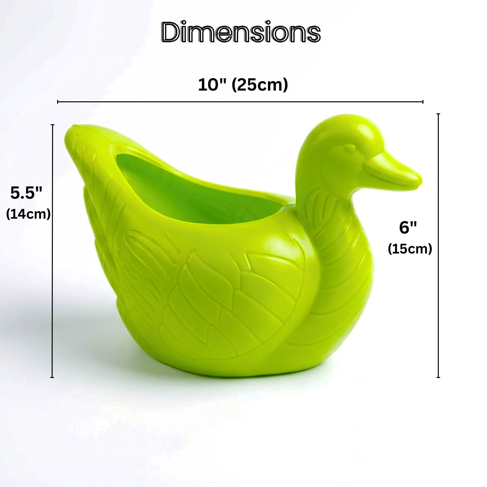 Duck Plastic Pot, Unique and Charming Decorative Planters, Ideal for Indoor and Outdoor Gardening or Gifting Purpose (Pack of 1, Lime  Green) - Image 2