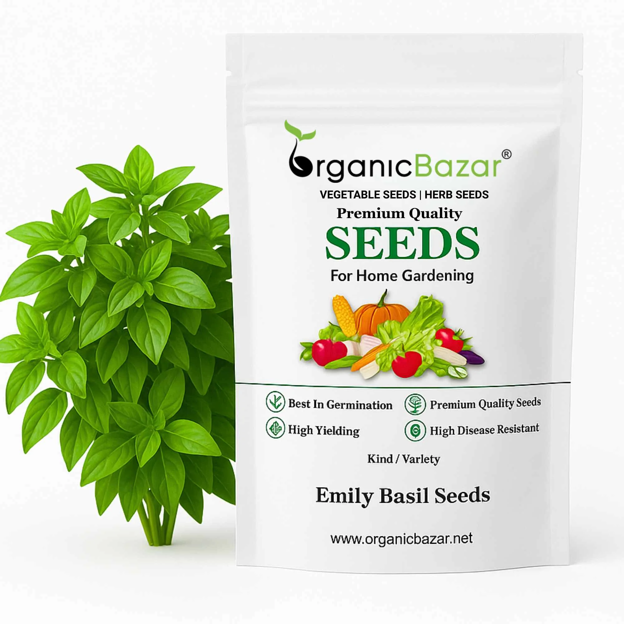 Emily Basil Seeds - 200 Seeds (Tulsi/तुलसी के बीज) High Germination/Perfect for pots, balconies, or Terrace gardens