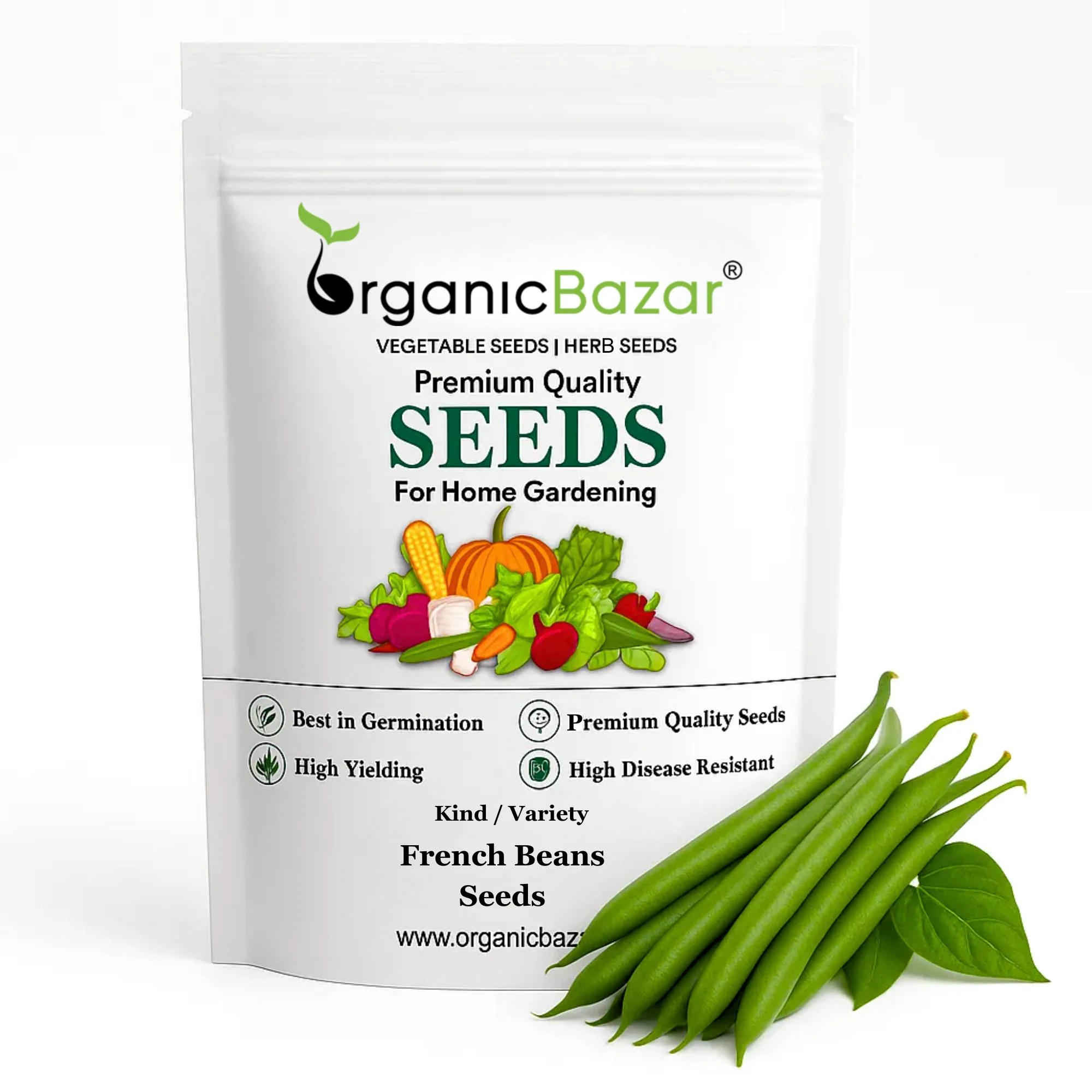 French Beans Seeds - 20 Seeds (फ्रेंच बीन्स के बीज) High Germination, Easy to Grow, High Yield Seeds For Terrace Gardening