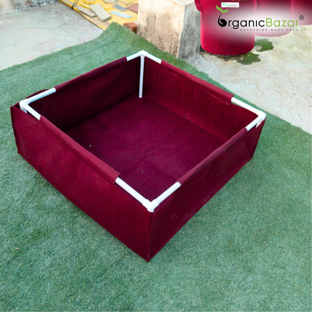 OrganicBazar 36x36x12 Geo Fabric Rectangular Grow Bag With Supporting PVC Pipes, Premium 450 GSM Raised Bed for Terrace Garden - Image 4