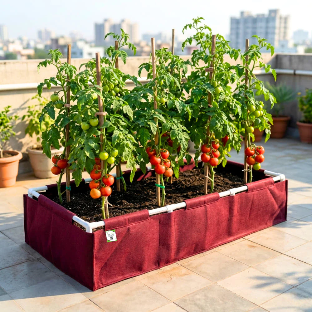 OrganicBazar 72x36x12 Geo Fabric Rectangular Grow Bag With Supporting PVC Pipes, 450 GSM Raised Bed for Terrace Garden - Image 3