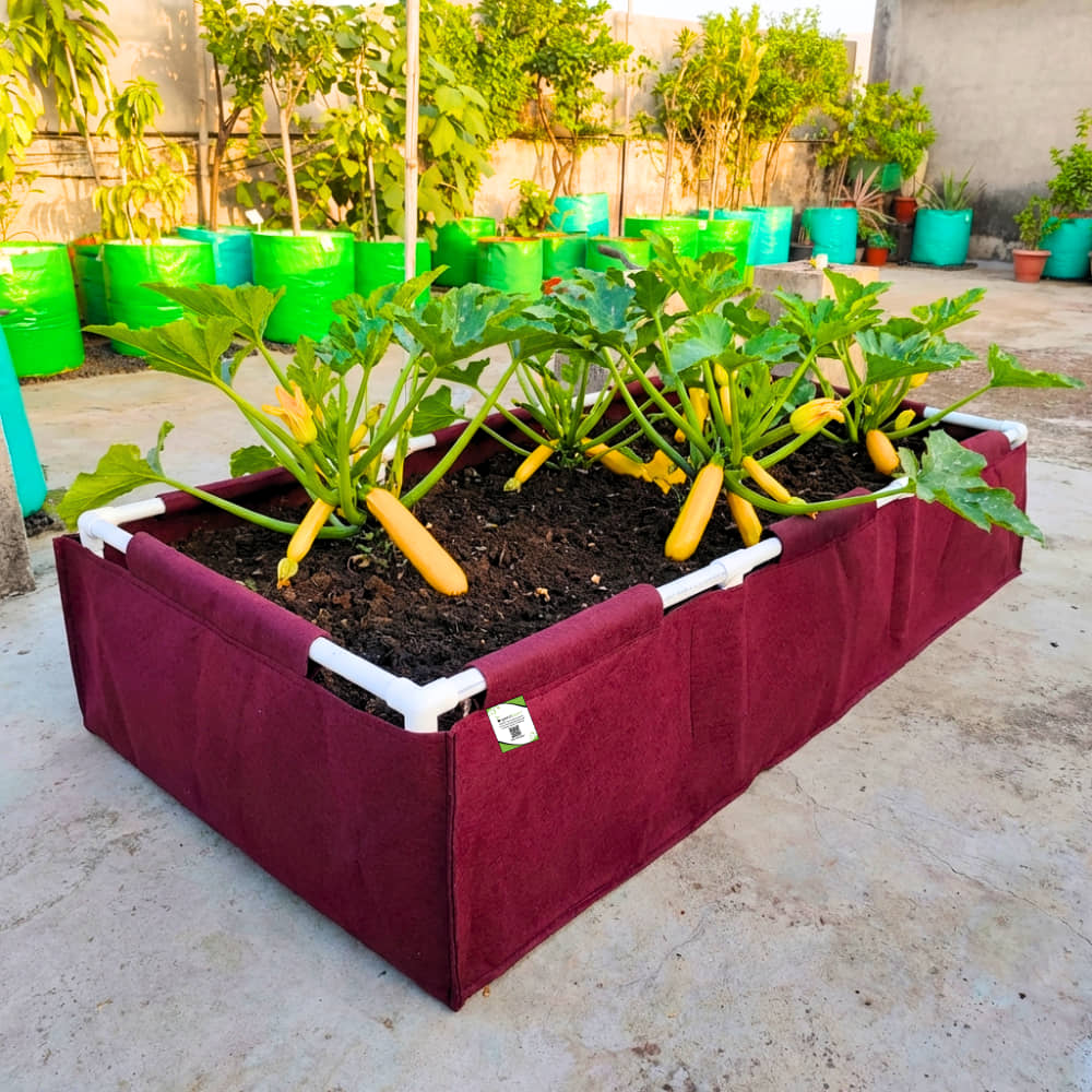 OrganicBazar 72x36x12 Geo Fabric Rectangular Grow Bag With Supporting PVC Pipes, 450 GSM Raised Bed for Terrace Garden - Image 4