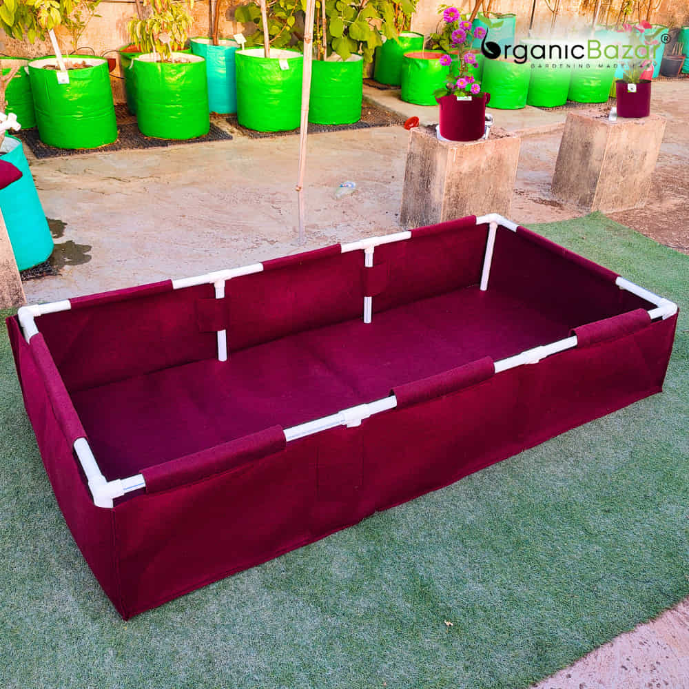 OrganicBazar 72x36x12 Geo Fabric Rectangular Grow Bag With Supporting PVC Pipes, 450 GSM Raised Bed for Terrace Garden - Image 6