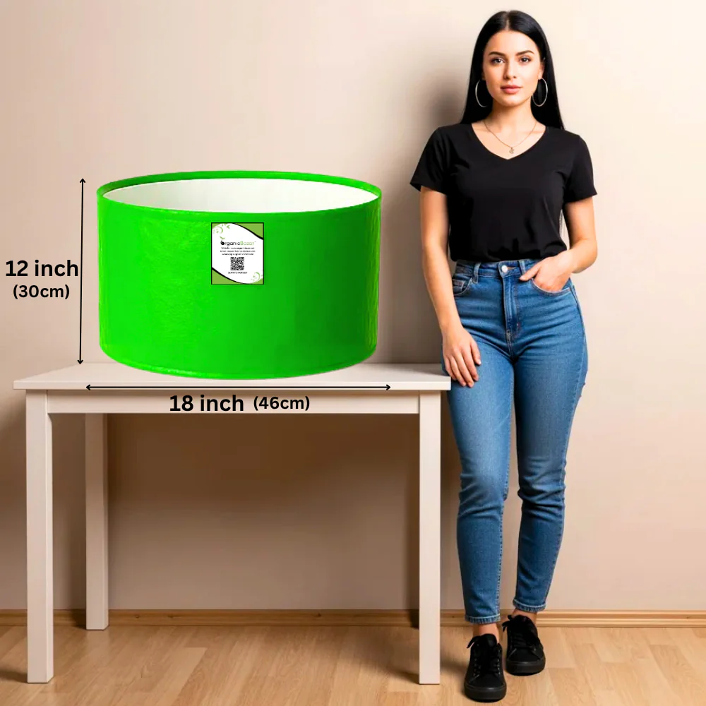 OrganicBazar 18x12 Grow Bag for Vegetable Gardening, Premium HDPE 260 GSM, Green Plant Bags for Home Garden - Image 2