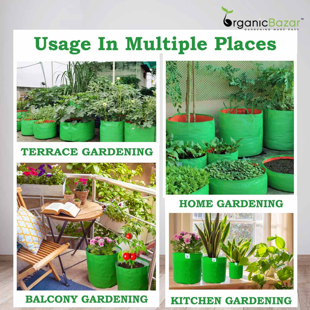 OrganicBazar 18x9 Grow Bag for Leafy Vegetables, Premium HDPE 260 GSM, Green Plant Bags for Terrace Garden - Image 9