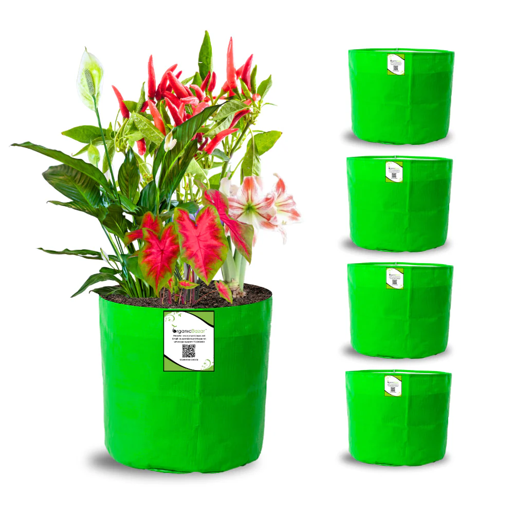 OrganicBazar 8x8 Grow Bags for Terrace Garden, Premium HDPE 260 GSM, Green Plant Bags - Image 2