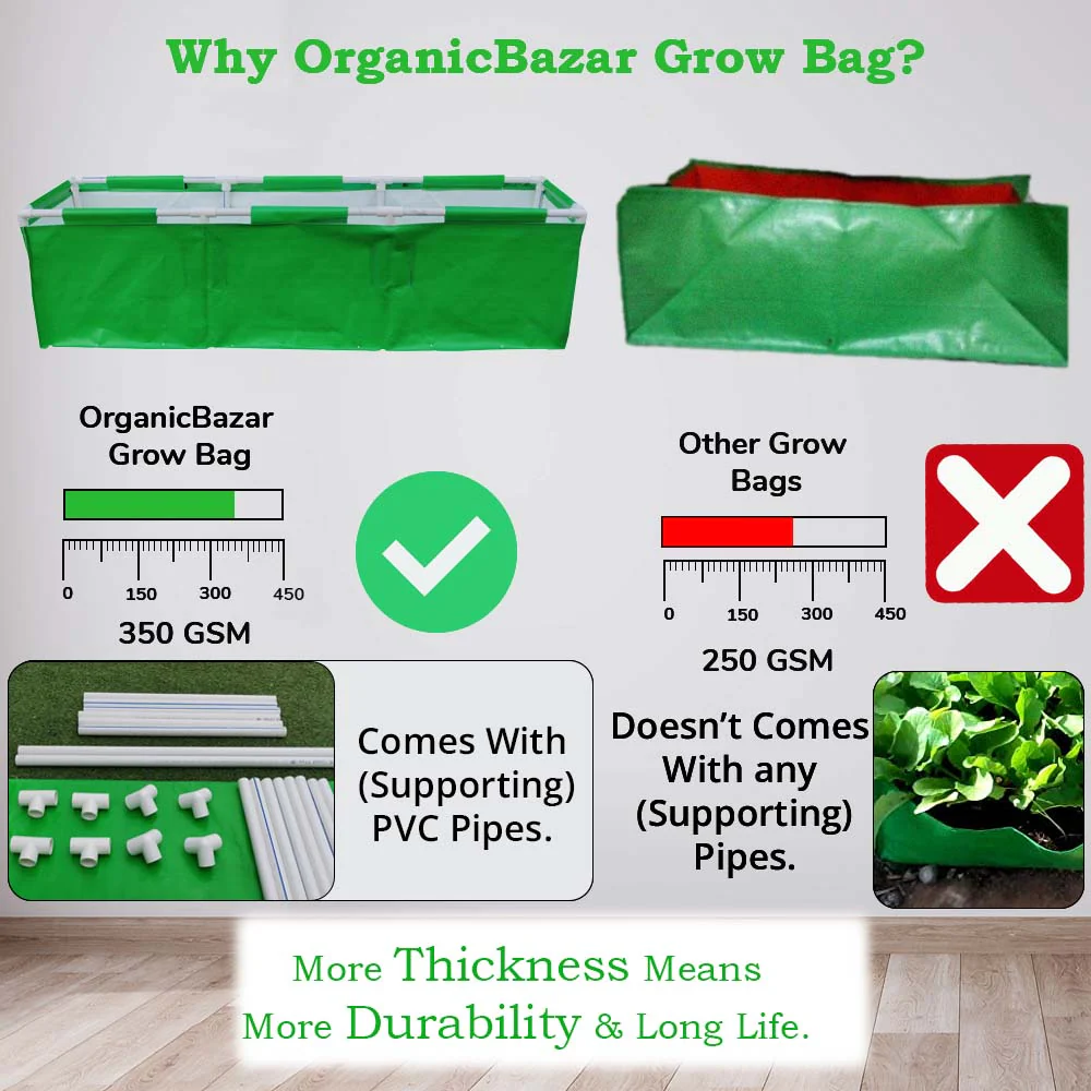 HDPE 60x24x18 Rectangle Grow Bag With Supporting Pvc Pipes Extra Thick Premium Quality Grow Bags - Image 9