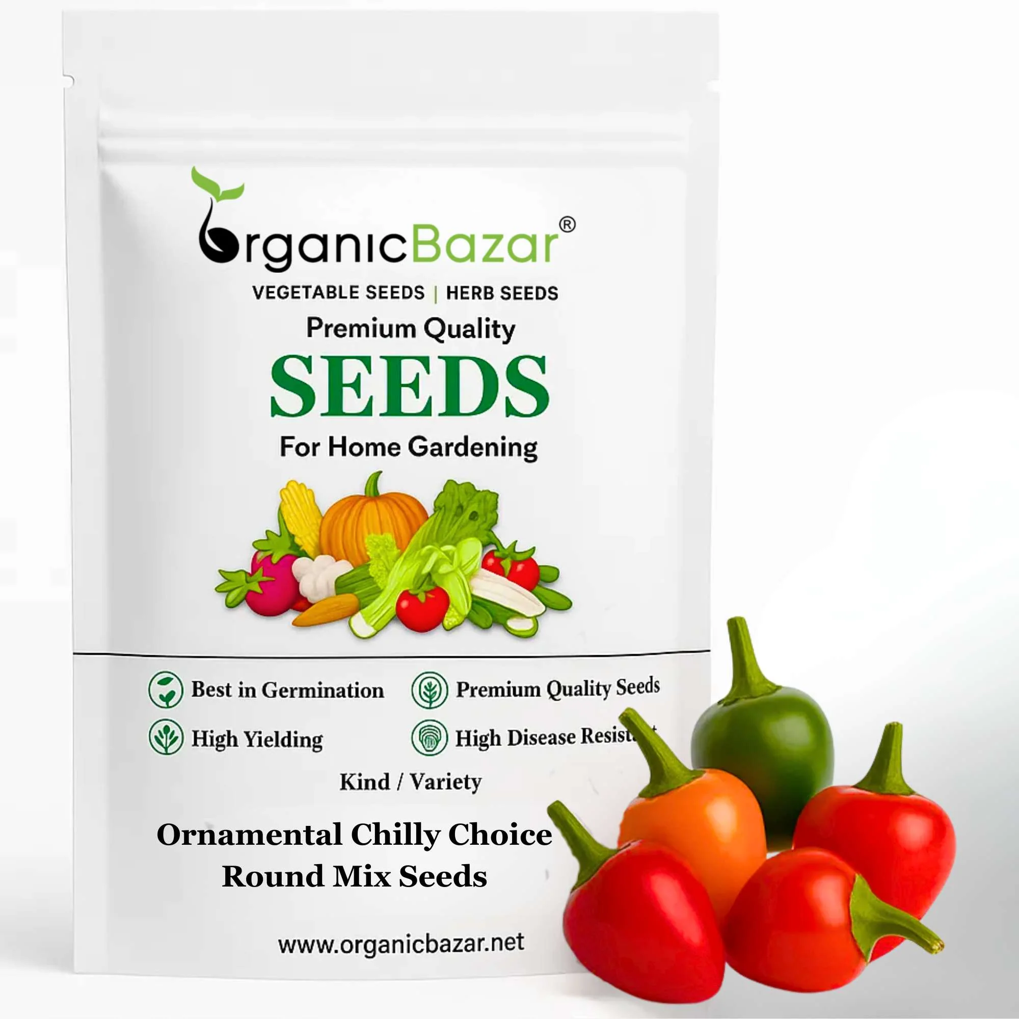 Ornamental Chilly Choice Round Mix Seeds - (50 Seeds) High Yield | High Germination | Best for Home Gardens (मिर्च के बीज)