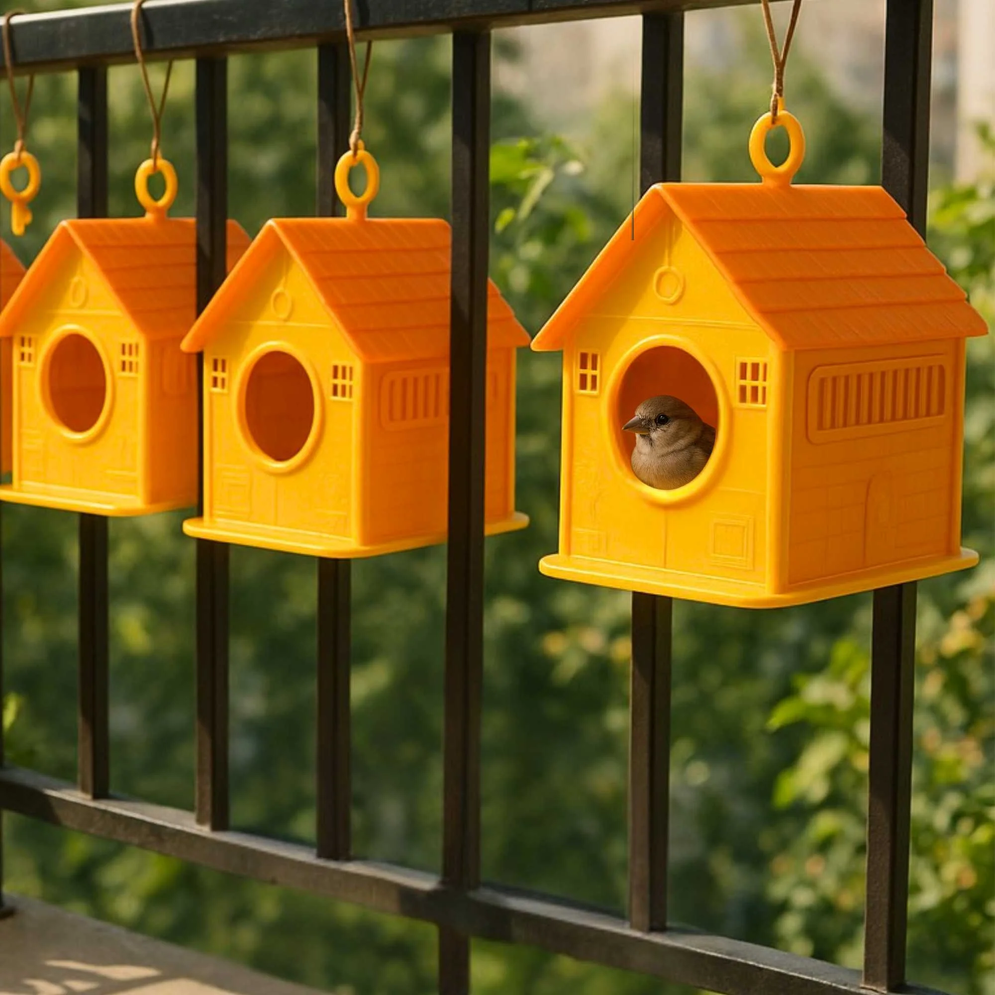 Plastic Bird House Foldable Bird Nest for Sparrows | Outdoor Nesting Shelter for Balcony & Garden | Lightweight & Weather-Resistant Bird Home with Air Ventilation - Image 3