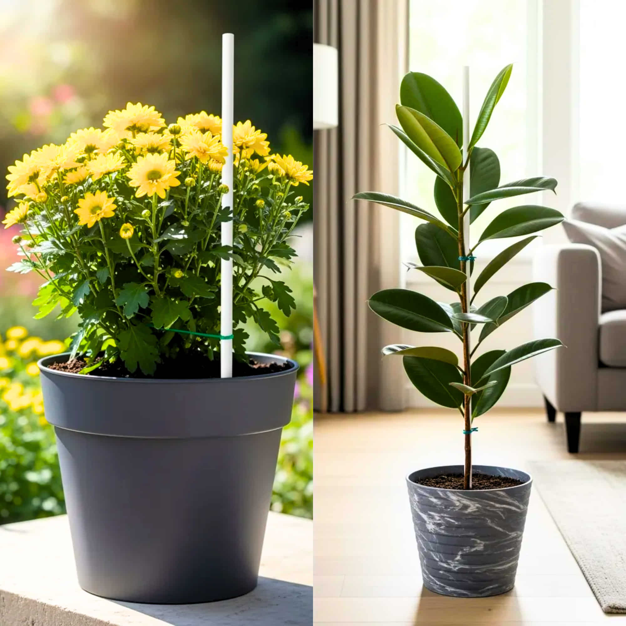 PVC Plant Support  Sticks for Home Garden (White, Pack of 8)| Creepers & Climbers | Vertical Growth Support for Plants & Flowers - Image 4