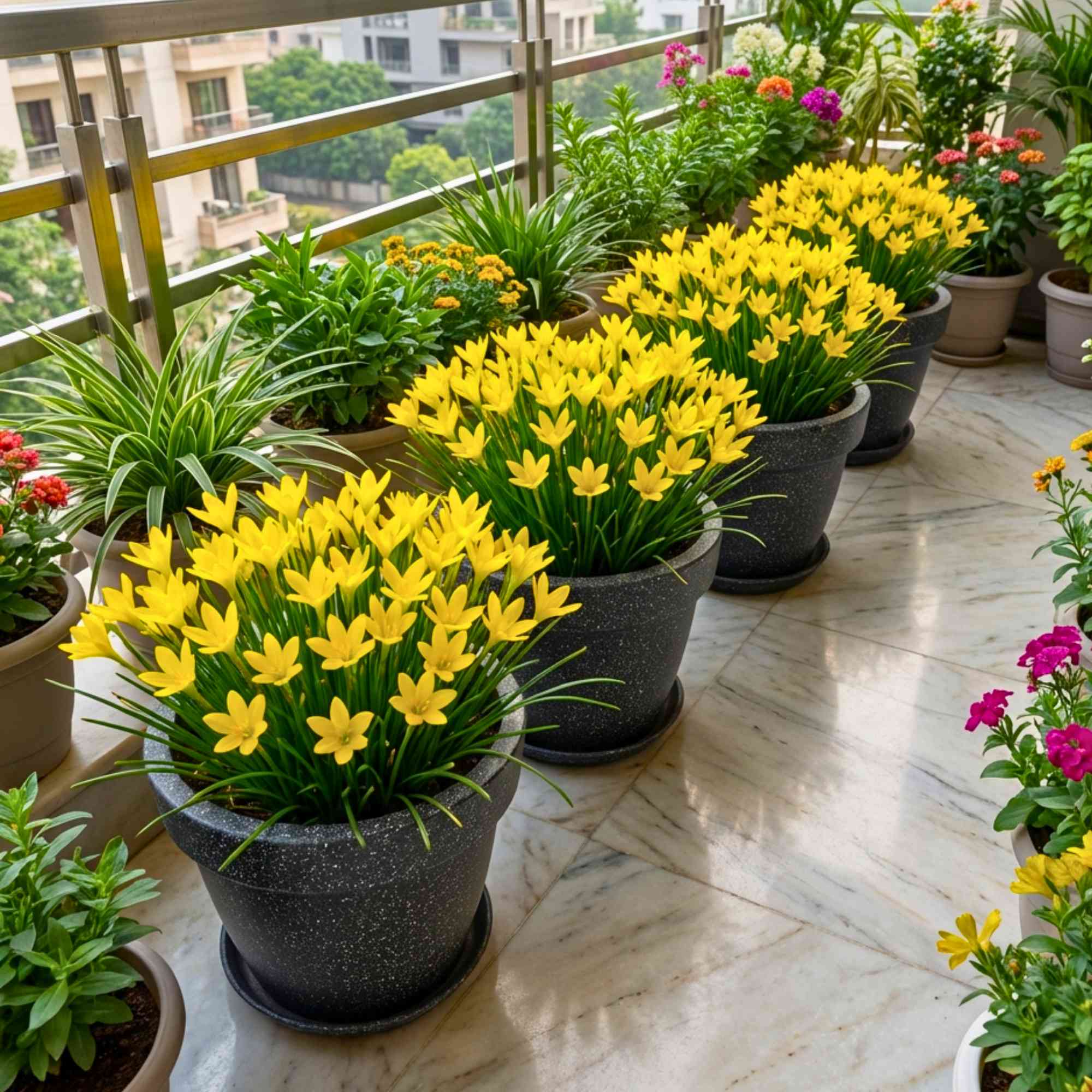 Rain Lily Yellow Flower Bulbs (10 Bulbs) Easy To grow Flower Bulbs For Terrace Gardening - Image 2