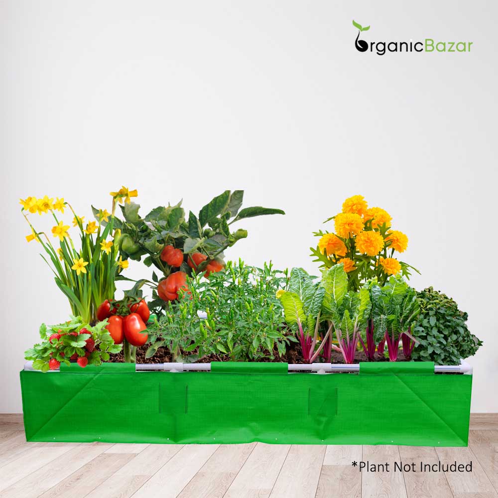 OrganicBazar 72x36x12 Rectangular Grow Bag With Supporting Pvc Pipes Frame, Premium HDPE Green Raised Bed - Image 10