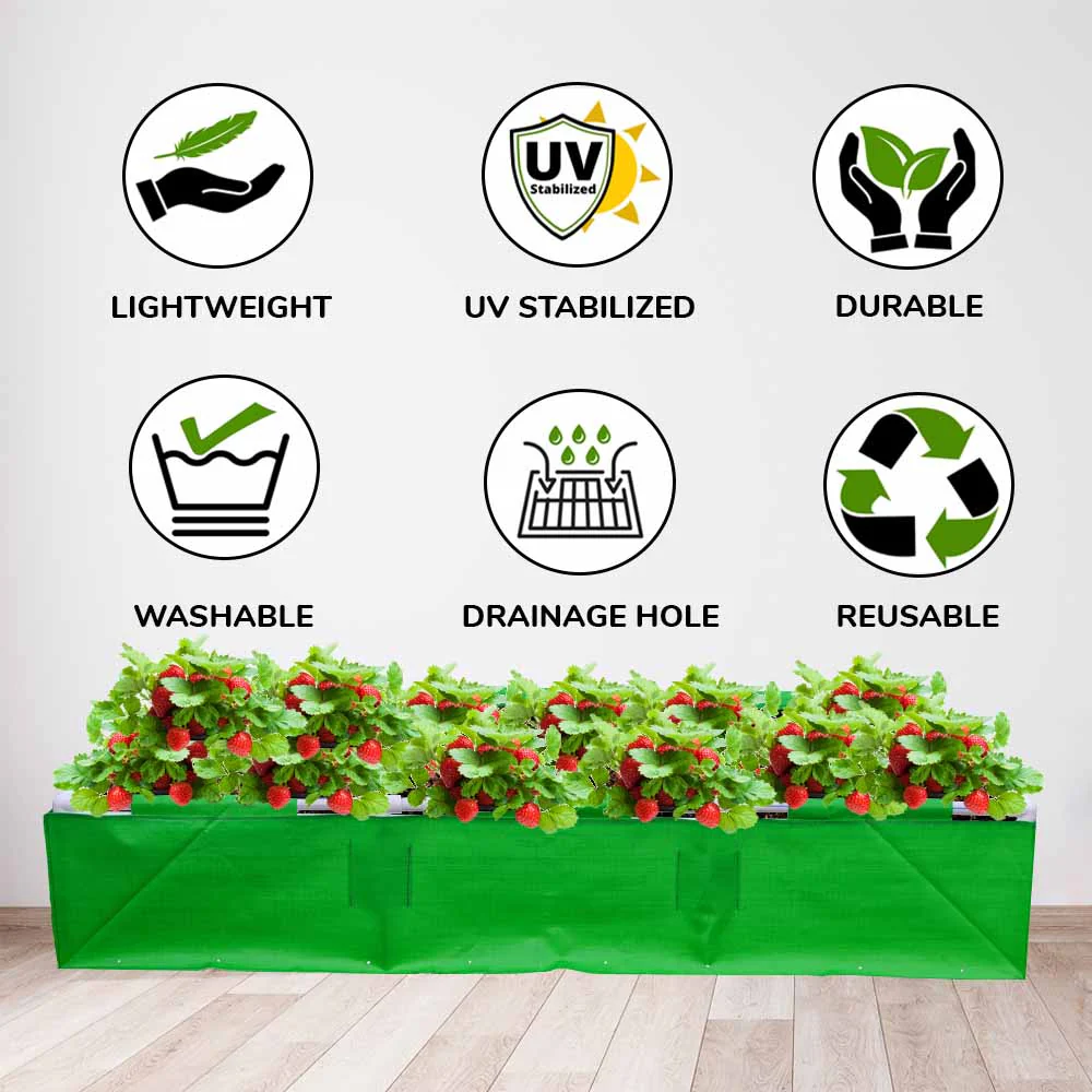 OrganicBazar 72x36x12 Rectangular Grow Bag With Supporting Pvc Pipes Frame, Premium HDPE Green Raised Bed - Image 7