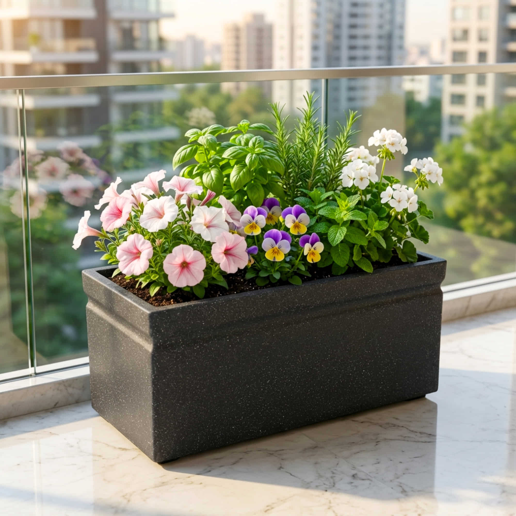 Roto Moulded Lectus Rectangular Pot-20 | Modern Indoor & Outdoor Planter (Pack of 1) - Image 3