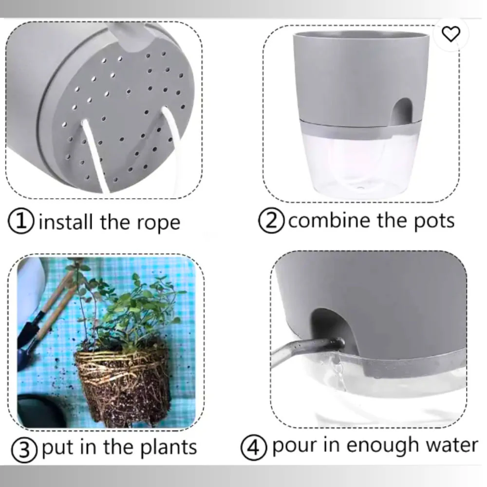 OrganicBazar Self Watering Pot Clear Plastic Decorative Garden Planters (Pack of 2) Without Plant - Image 5