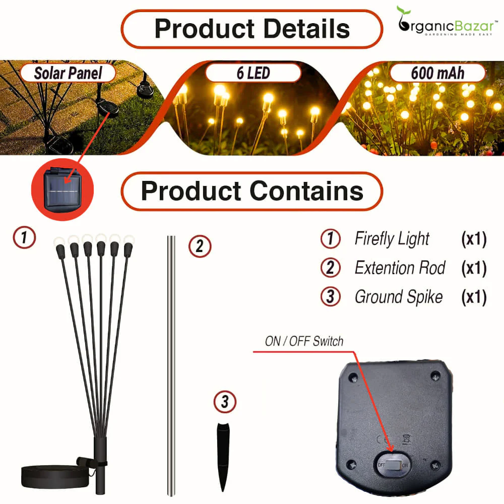 Outdoor Solar Garden Light, 6 LED Firefly Lamp (Pack of 2) - Image 5