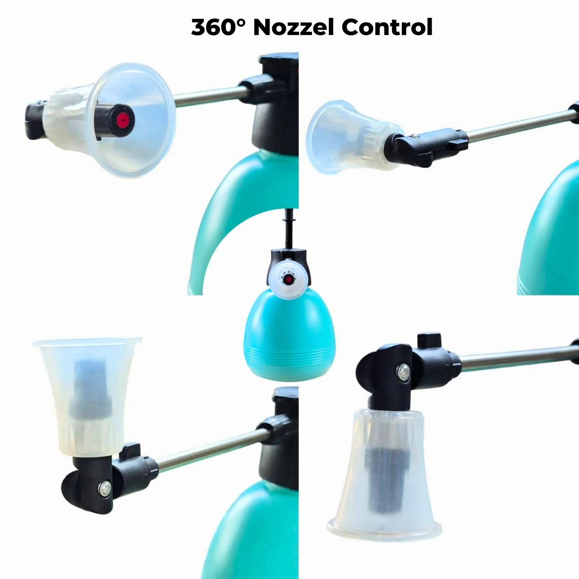 Spray Pump 360° Nozzle with Extended Wand for Gardening, Cleaning & Multipurpose Use (2L, Teal Color) | Adjustable Mist & Stream | Pressure Pump Sprayer - Image 3