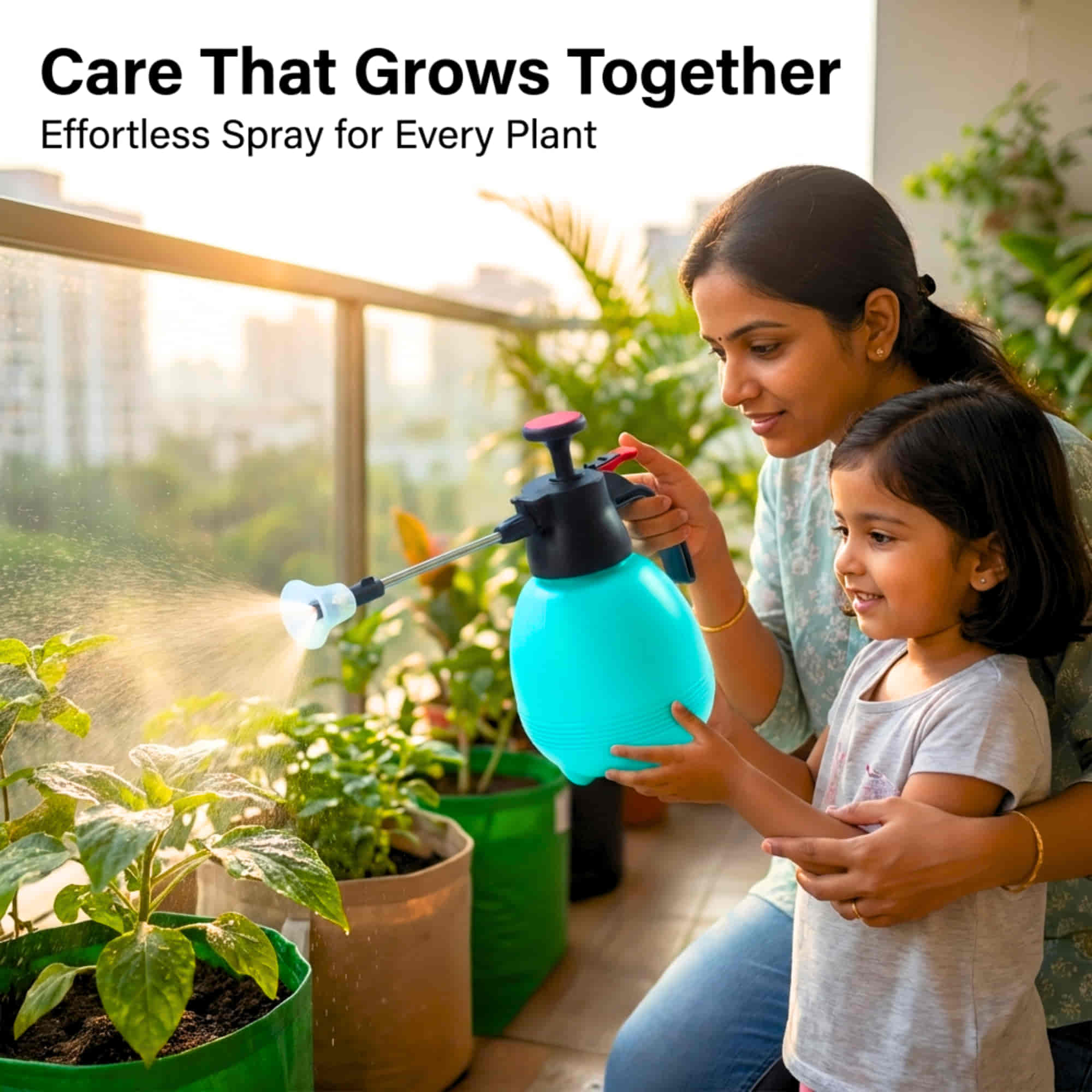 Spray Pump 360° Nozzle with Extended Wand for Gardening, Cleaning & Multipurpose Use (2L, Teal Color) | Adjustable Mist & Stream | Pressure Pump Sprayer - Image 5