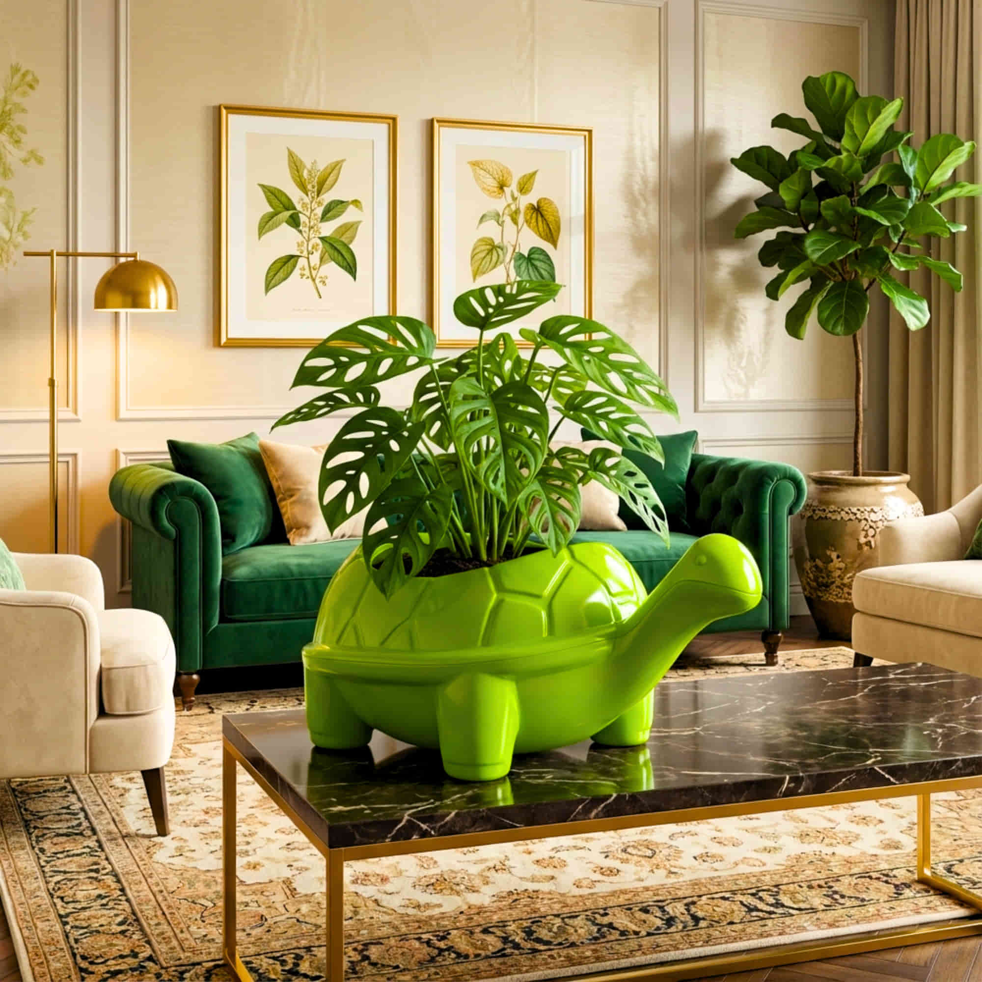 Tortoise Plastic Pot, Unique and Charming Decorative Planters, Ideal for Indoor and Outdoor Gardening or Gifting Purpose (Pack of 1, Lime  Green) - Image 4