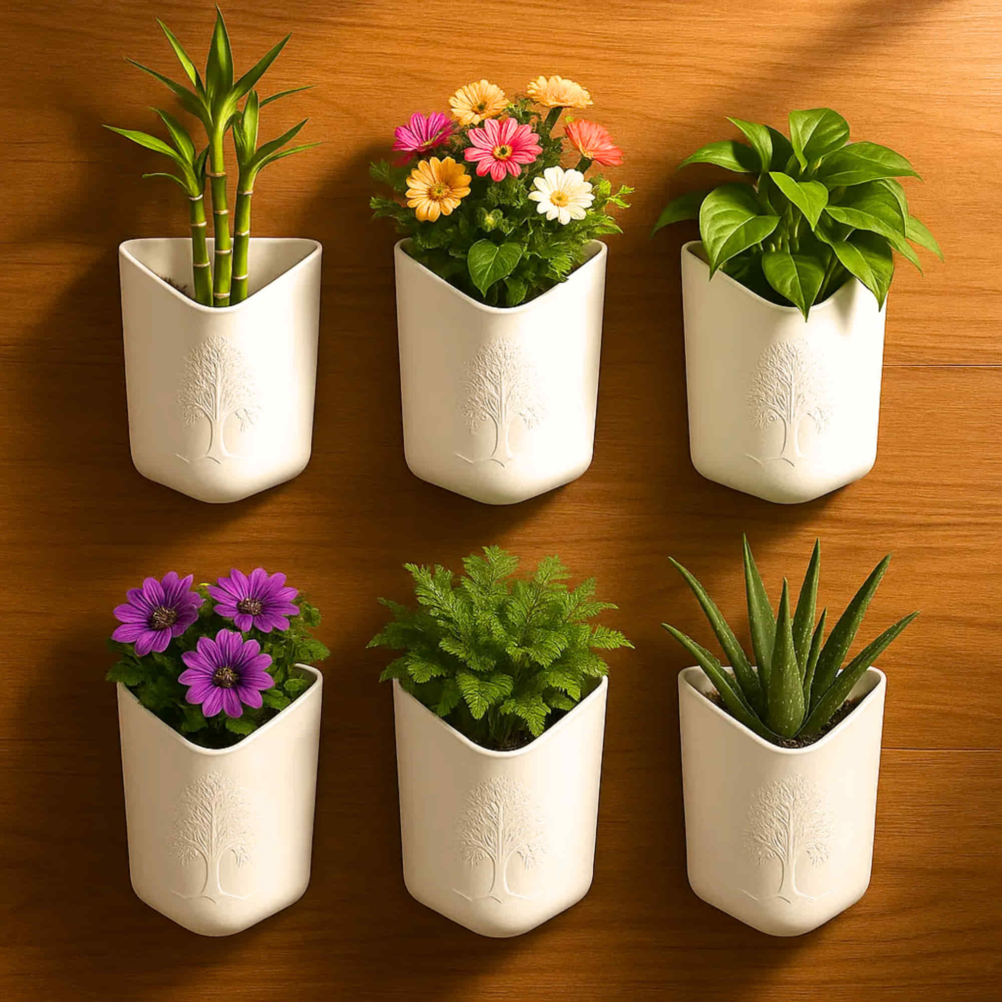 Wall Hanging Flower Pots for Home and Garden Decoration, Heavy-Duty Plastic Planters for Indoor & Outdoor Use (White)