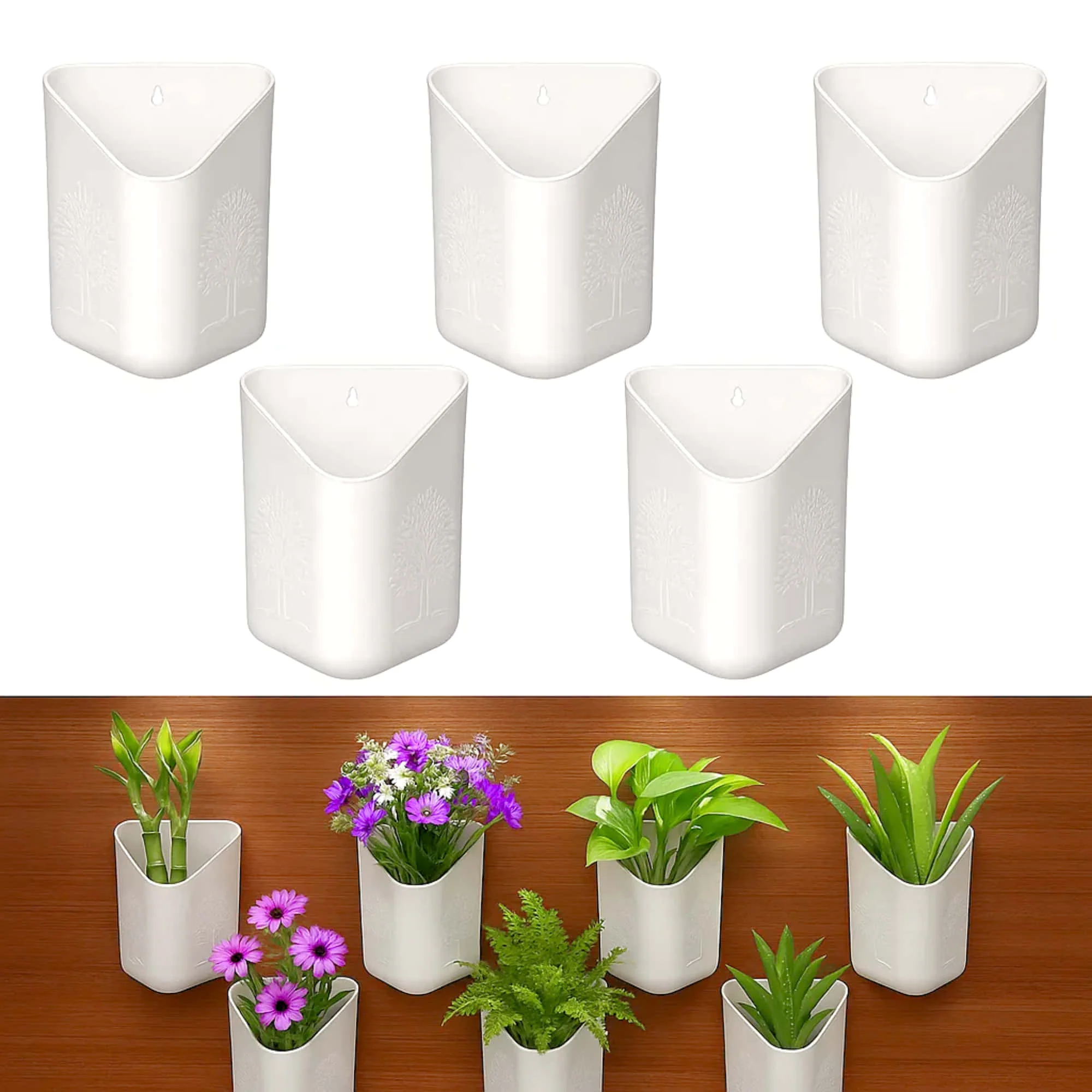 Wall Hanging Flower Pots for Home and Garden Decoration, Heavy-Duty Plastic Planters for Indoor & Outdoor Use (White) - Image 6