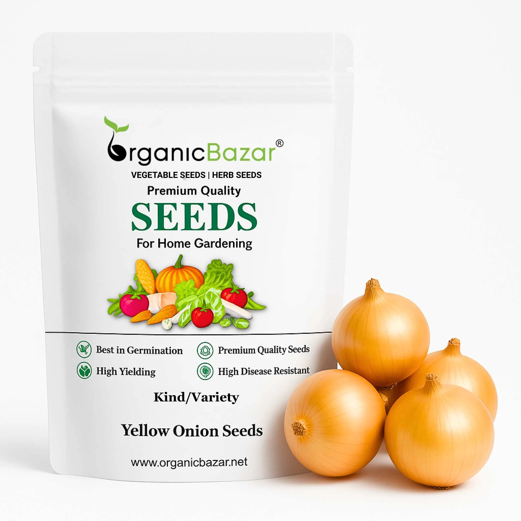Yellow Onion Seeds - 1000 Seeds (Pili Pyaj/प्याज के बीज) High Yield/High Germination/Best Seeds for Terrace Gardening